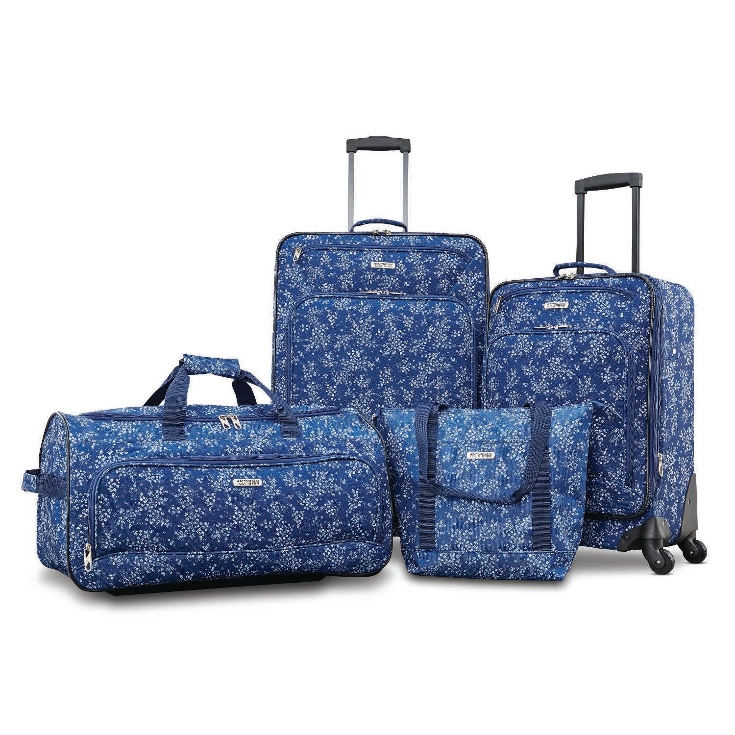 American Tourister Fieldbrook Xlt 4 Piece Set 2-Wheel Luggage Sets - Blue  Floral / 4 Piece Set