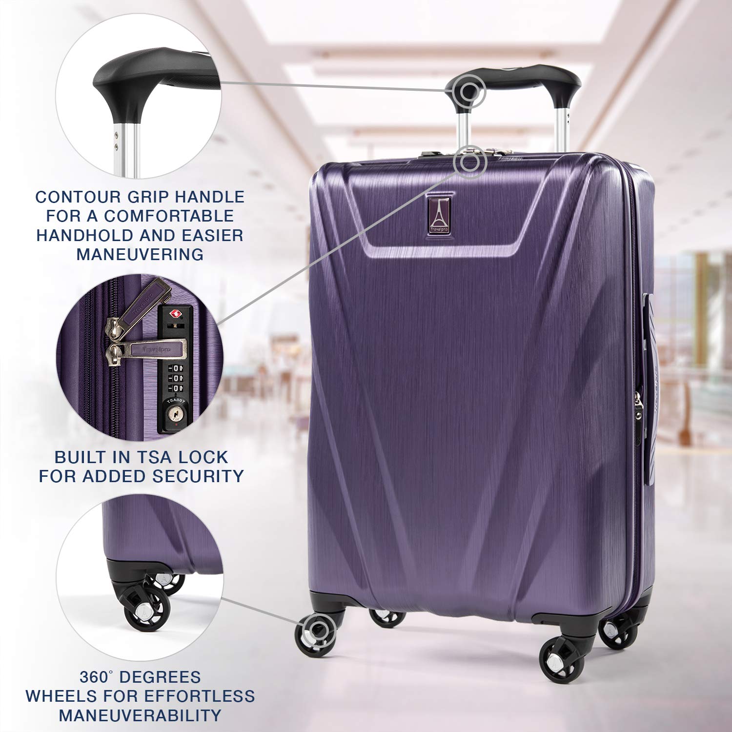 Travelpro Maxlite Air Carry-On Expandable Hardside Spinner Luggage in Metallic Silver