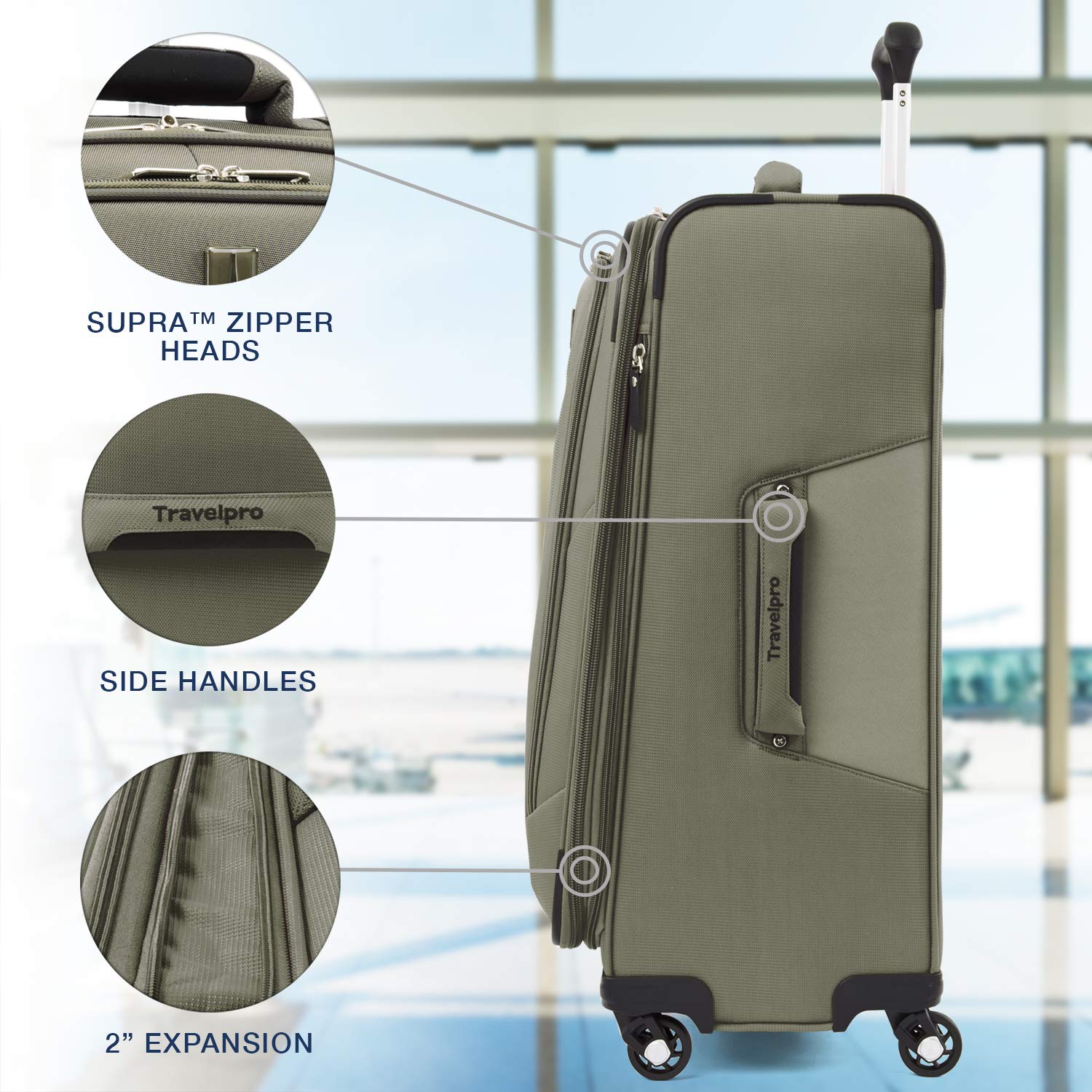 Travelpro store green luggage