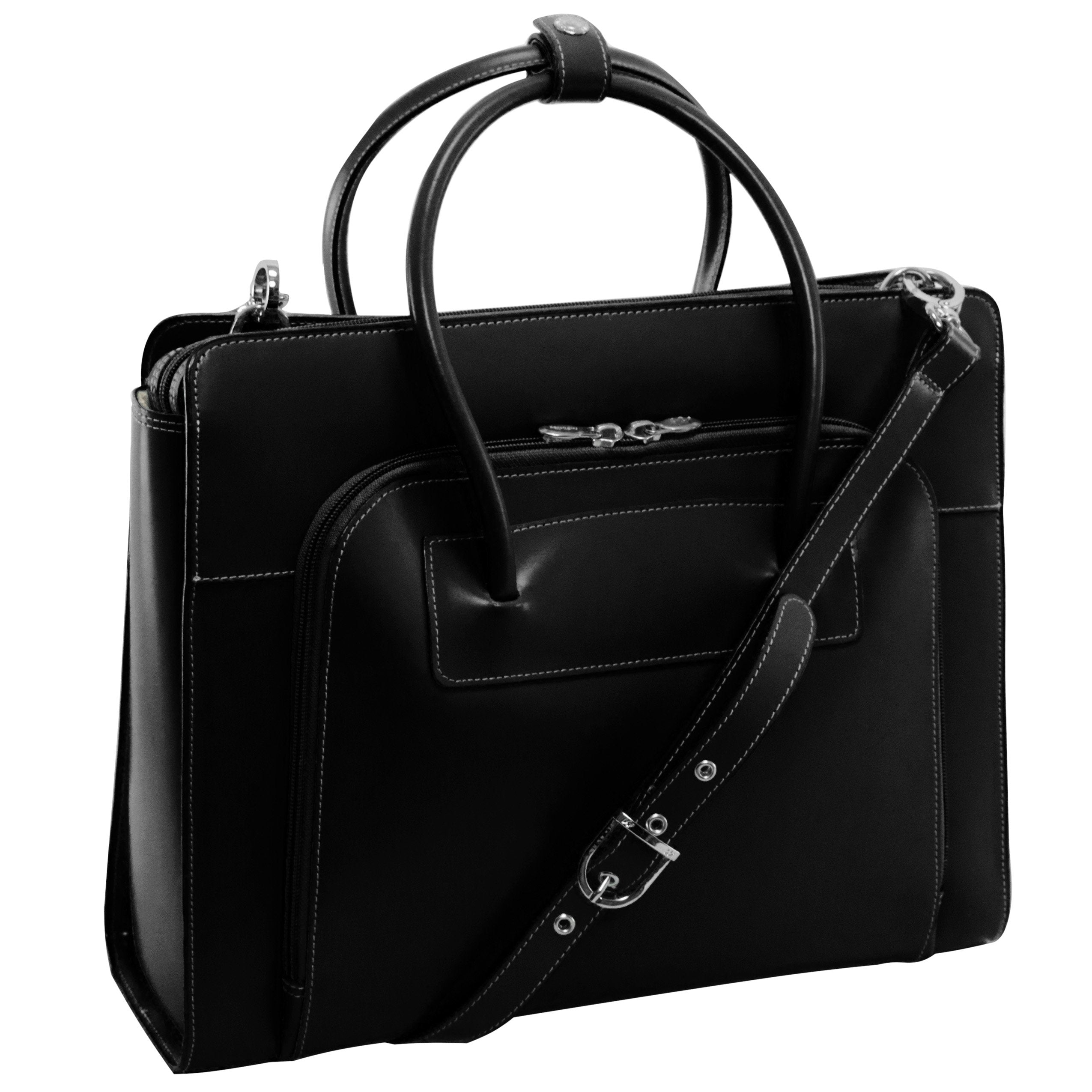 Ladies black shop leather laptop bag