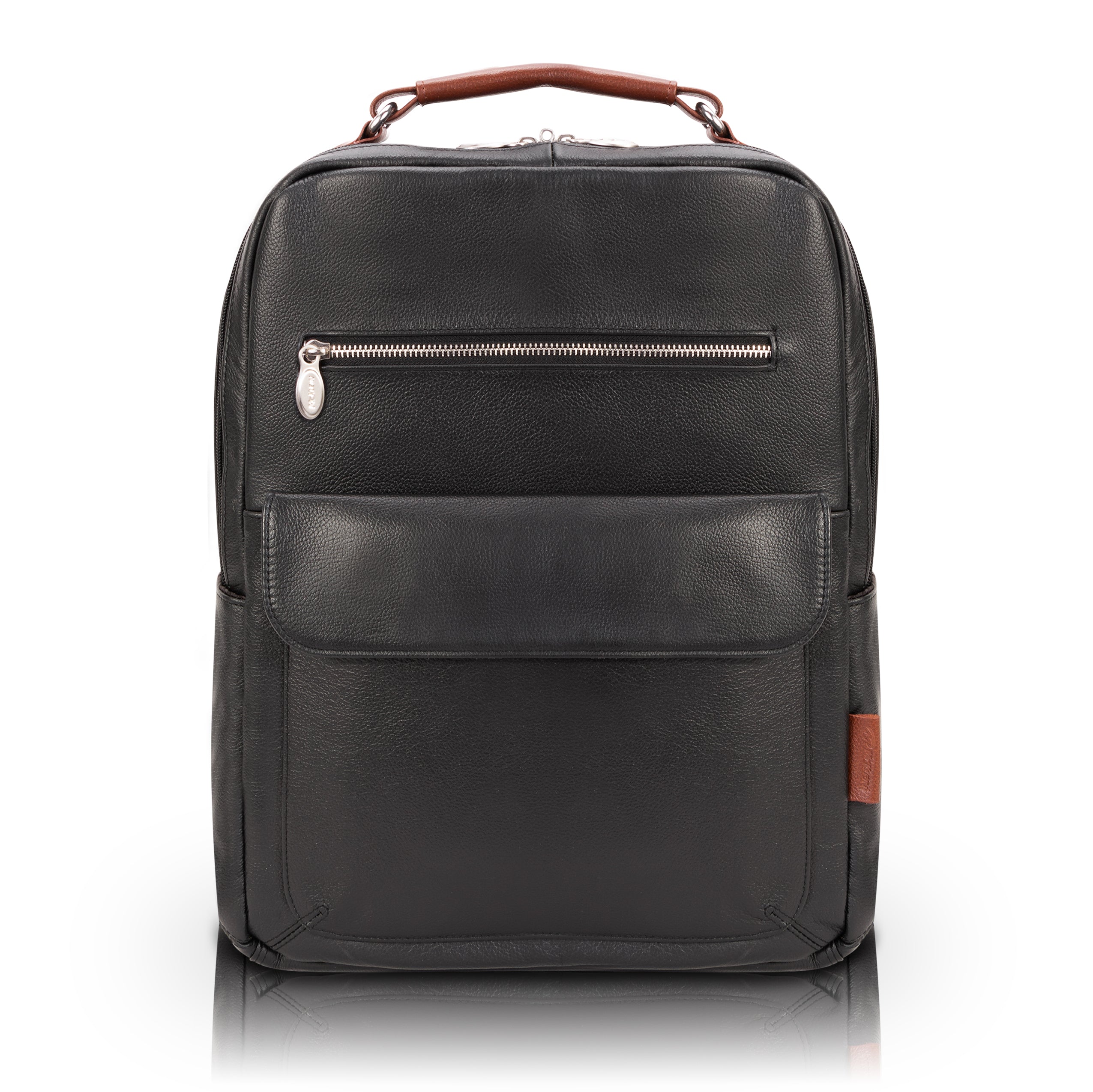 McKlein Southport 17 Leather, Two-Tone, Dual-Compartment, Laptop & Tablet Briefcase Brown
