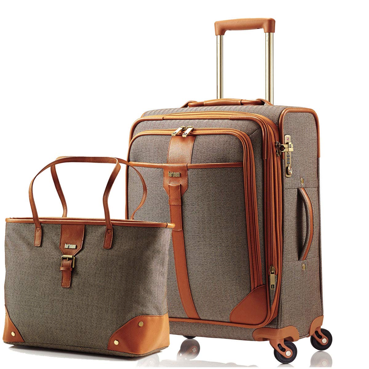 Hartmann Herringbone Luxe Softside Carry On Set Terracotta Luggage Online