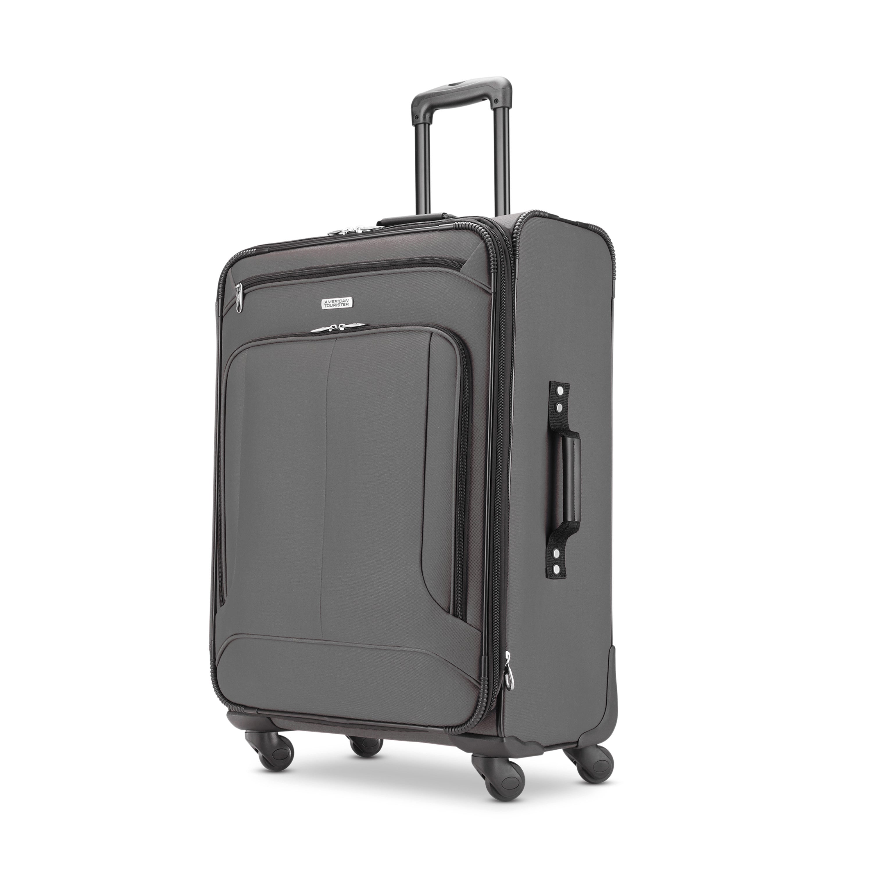 American Tourister Pop Max Softside Luggage with Spinner Wheels - Charcoal  / Checked-Medium 25-Inch